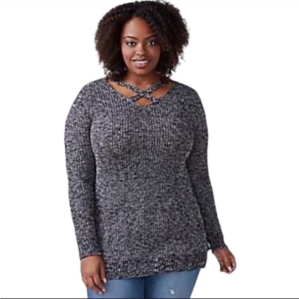 Lane Bryant marled crisscross sweater